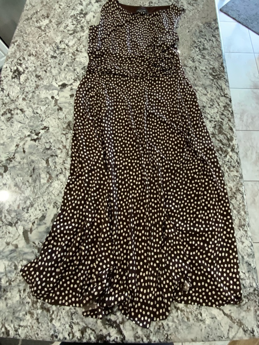 Perceptions Brown Dress with Cream Polka Dots